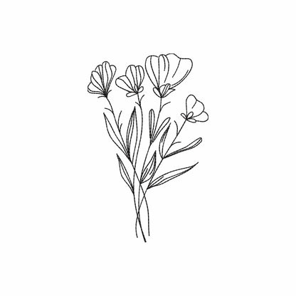 Floral line art - Embroidery design