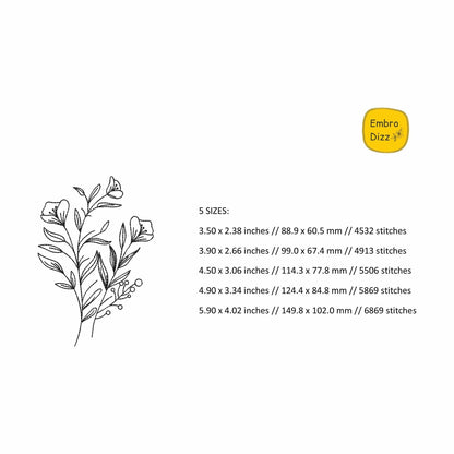 Floral line art - Embroidery design