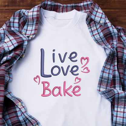Live Love Bake - Embroidery design