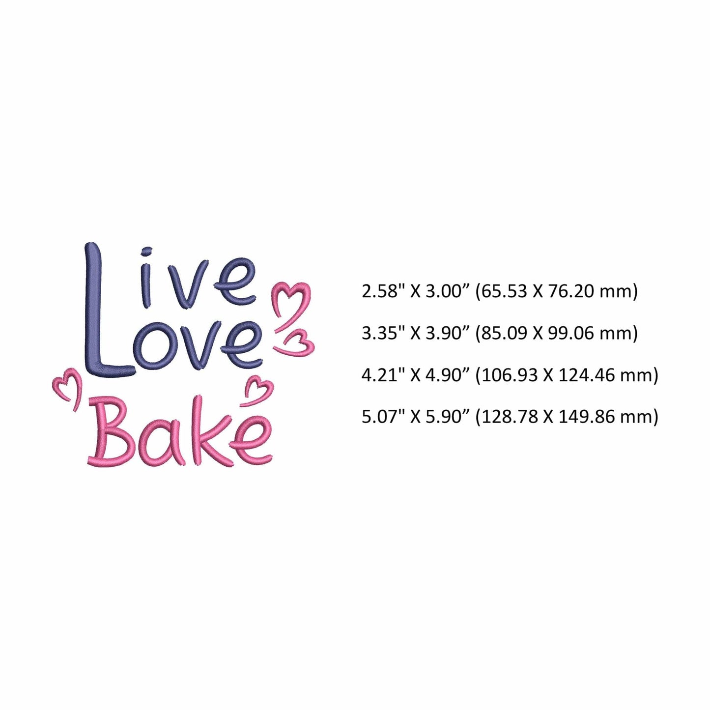 Live Love Bake - Embroidery design