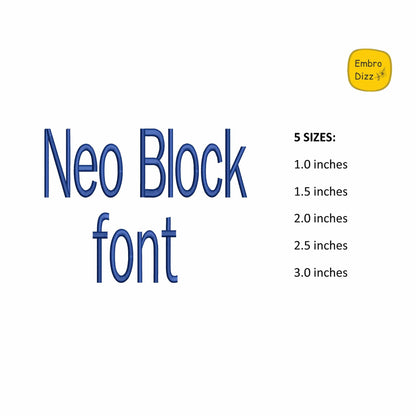 Neo Block - Embroidery font