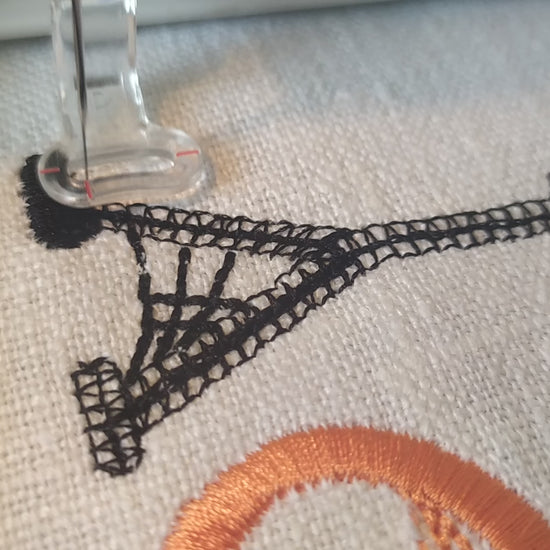 video halloween embroidery font embroidered on fabric 