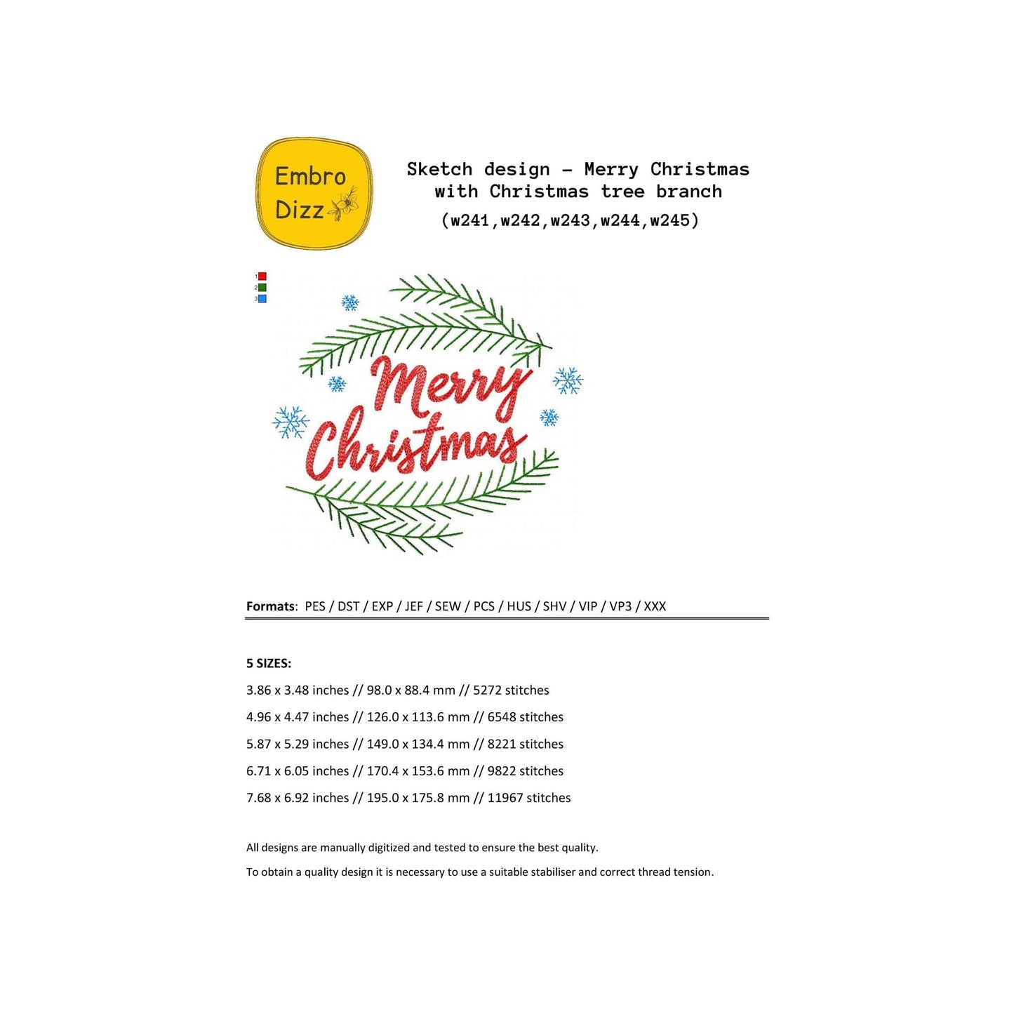 Merry Christmas - Embroidery design