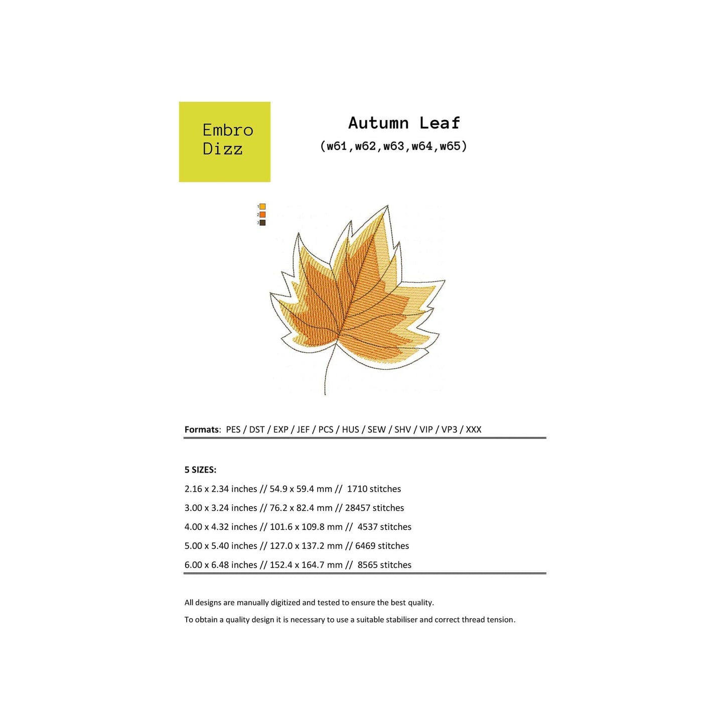 Autumn leaf - Embroidery design